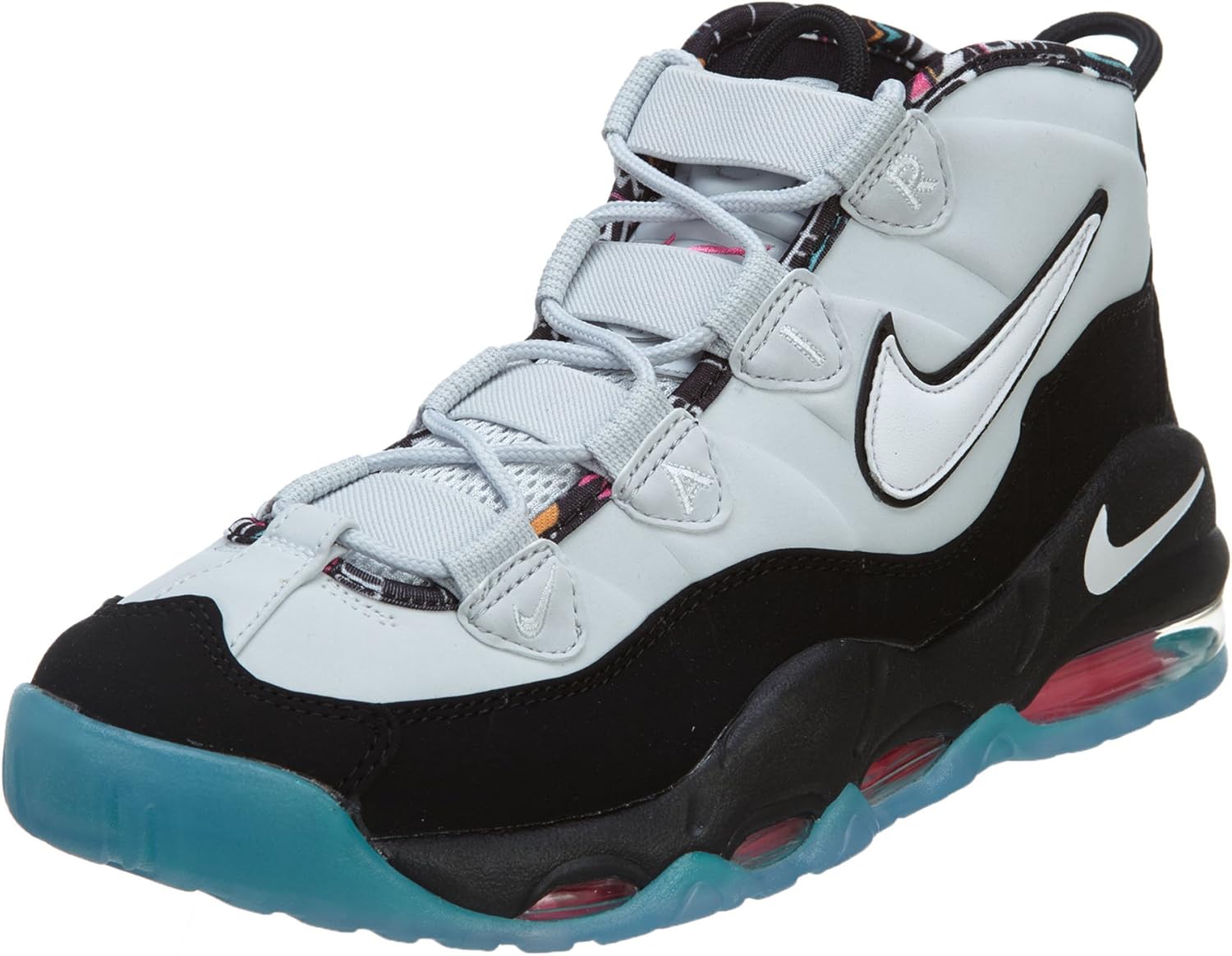 nike uptempo pink and black