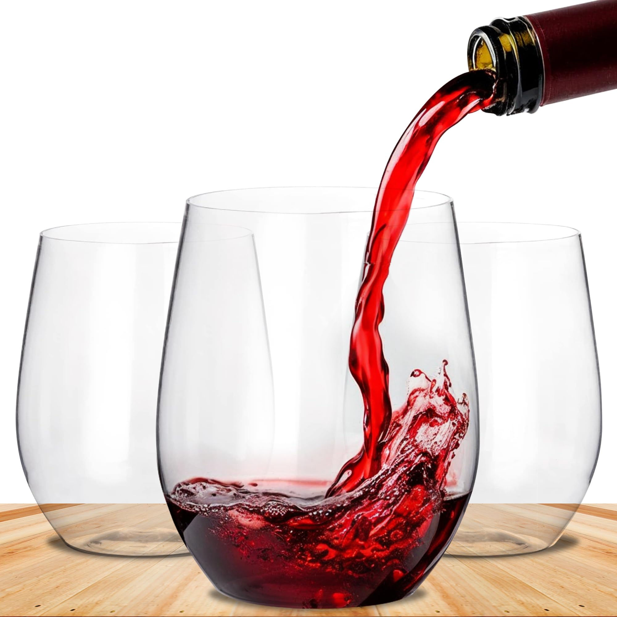 BEEPOP 12 oz Unbreakable Plastic Wine Glasses – Set of 12 Clear Reusable Tumblers | BPA-Free, Drop-Proof, Lightweight Plastic Cocktail Glasses for Garden Parties, BBQs, Poolside & Picnics