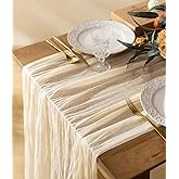 Vitalizart Cheesecloth Table Runner 10ft Gauze Boho Rustic Ivory White Cream Cheese Cloth Table Runner for Wedding Bridal Shower Fall Thanskgiving Decoration 120 Inches