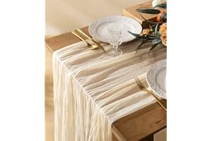 Vitalizart Cheesecloth Table Runner Ivory Cream White 35 x 120 Inches Gauze Tablecloth 10Ft Boho Rustic Decorations for Weddi