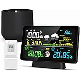 Wireless Rain Gauge and Weather Station, Digital Rain Gauge Outdoor Home Weather Stations with Thermometer, Hygrometer, Atomic Clock, Forecast and Barometer, Weather Station with Rain Gauges