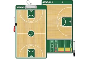 JIESENG Basketball Coaching Board, Premium Tactical Basketball Coach Clipboard, Double-Sided with Basketball Dry Erase Board for Coaches, Basketball Coach Board with Marker Pens for Coach Gifts