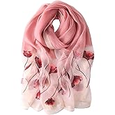 Lzylvta Purple Silk Scarf and Shawl - Elegant Embroidered scarves for Women Floral Pashmina shawls and wraps for weddings