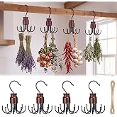 Junkin 4 Pcs Herb Drying Rack with 8 Dryer Hooks Hanging Flower Drying Rack | Collapsible Wood Plant Dryer Racks, Rustic Kitchen Decor for Home, Herb, Flower, Plants, Culinary Dry Rack