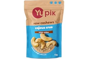 Yupik Raw Whole Cashews, 1 kg, Gluten-Free, Kosher, Vegan, Crunchy Nuts, Unsalted, Unroasted, Oil-Free, Source of Protein & I