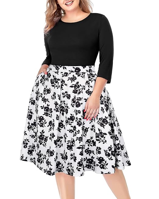 Buy Pinup Fashion Plus Size Fall Dresses for Women Work Casual Church