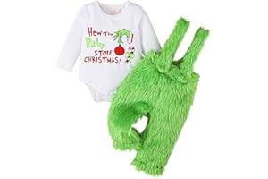 METYOUEZE Newborn Baby Girl Christmas Clothes Who Stole Christmas Costume Long Sleeve Romper Pants Outfit