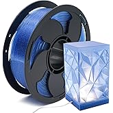 1.75mm PLA Basic Filament Transparent Blue with Glitter High Speed 3D Printer Filament, 1kg (2.2lbs) Plastic Spool Fit AMS Beginner Friendly