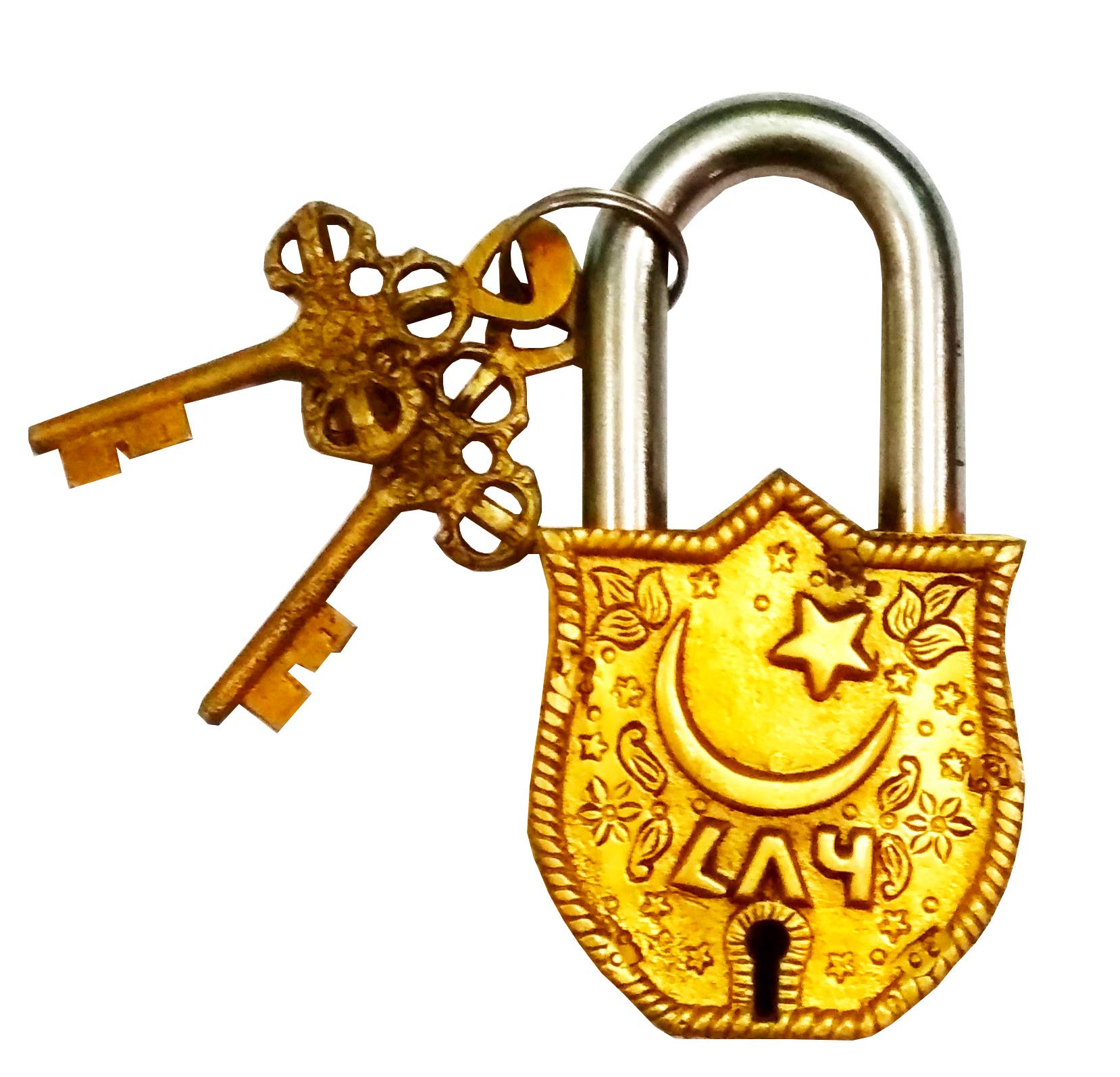 Purpledip Brass Padlock: Bismillah al-Rahman al-Rahim (11701)
