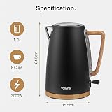 VonShef Fika Kettle & Toaster Set Nordic Black Wood 1.7L 4-Slice 3000W view 8
