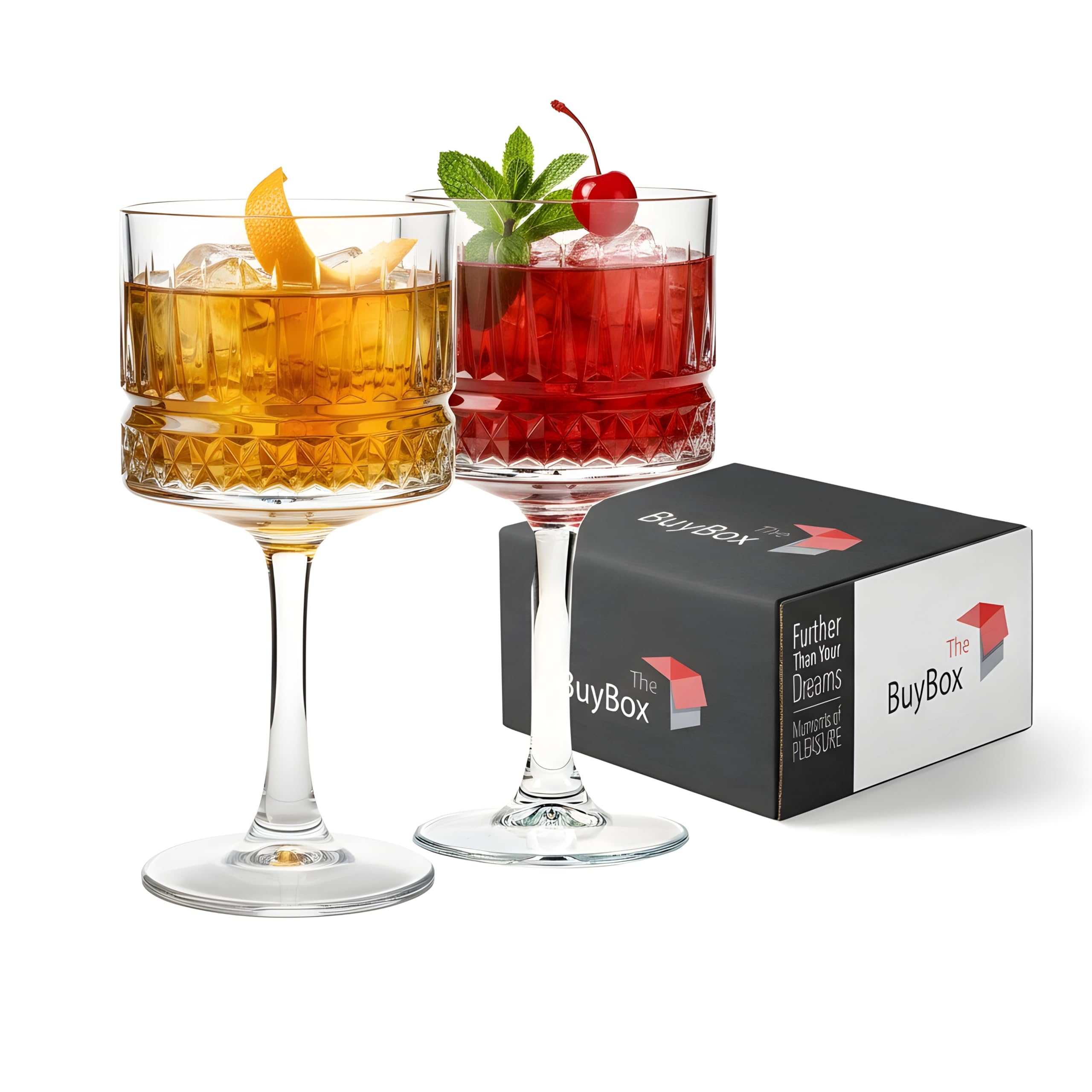 Vintage Coupe Glasses (500ml/17oz), Champagne, Cocktail, Martini, Aperol Spritz Glasses, Wine Glasses, Long Stem Glassware (2 Pcs (500ml))