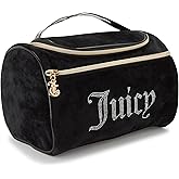 Juicy Couture Black Makeup Bag Cosmetics Organizer Travel Essentials Hanging Duffel Velour Rhinestones