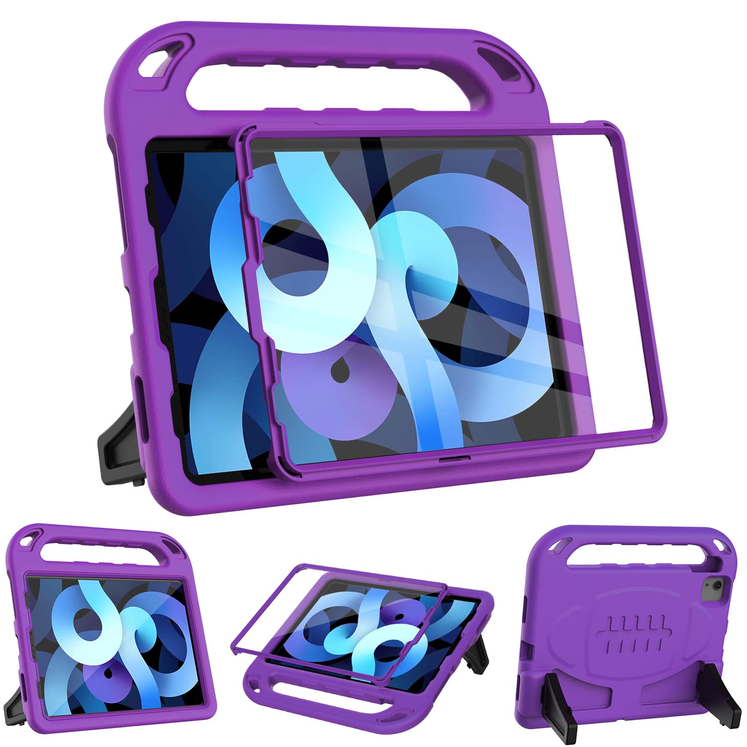 Surom Kids Case Built-in Screen Protector for iPad Air 8th/7th/6th Gen(M4/M3/M2) 11-Inch 2026/2025/2024, iPad Air 5th 2022/4th Gen 2020 10.9", Shockproof Handle Stand Protective Cover, Purple — image 1