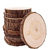 Unfinished Natural with Tree Bark Wood Slices 10 Pcs 4.2-4.7 inch Disc Coasters Wood Coaster Pieces Craft Wood kit Circles Cr
