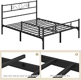 Yaheetech Metal Double Platform Bed 4ft6 Bed Frame with Scroll Headboard Black view 6