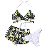 striped knot hem with ruched bikini