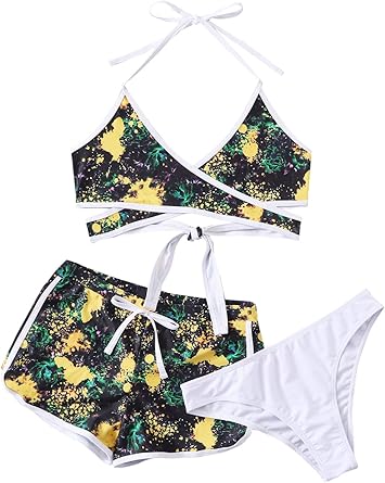 halter top and shorts swimsuit