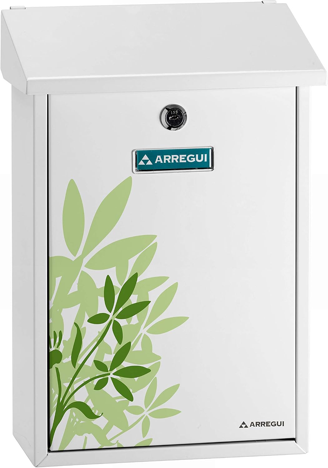 ARREGUI Premium E5608 Galvanised Steel Letterbox with Screen Printed Painted Leaves