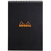 Rhodia Wirebound Notepad, A4, Lined - Black