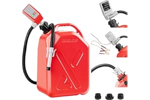 POXURIO Fuel Transfer Pump Battery Powered, 51'' Hose Gasoline Transfer Pump with Auto-Stop Sensor, 3.2GPM Liquid Transfer Pump with 3 Tank Adapters(Only Pump)