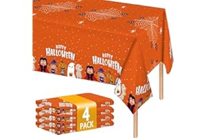 ATFUNSHOP 4 Packs Halloween Tablecloth Disposable Table Cover 54X108 Halloween Decorations KidsBirthday Party Decor, Spooky Spider Web Waterproof Spillproof Table Cloth - Perfect for Dinner