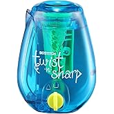Bostitch Office Pencil Sharpener Twist-N-Sharp Colored Manual Small Pencil Sharpeners Hand Held, 1 Pack, Covered, Blue Portab