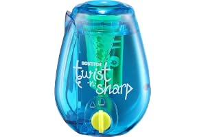 Bostitch Office Twist-n-Sharp Pencil Sharpener, for Kids & Colored Pencils, Assorted Colors (PS1-BLUE-EC)