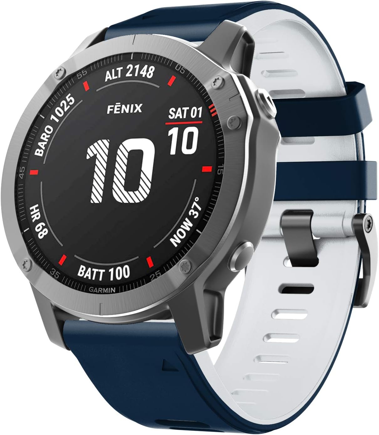 NotoCity Fenix 5X Replacement Strap with 26mm Width Strap for Fenix 5X Plus/Fenix 6X/Fenix 6X Pro/Fenix 7X/Fenix 3/Fenix 3 HR/Descent MK1 (Blue White) - Image 3