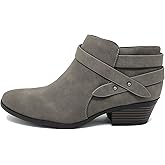 Soda SWEETEN Women's Fashion Closed Toe Multi Strap Ankle Bootie Block Heel (Wide Fit Available)