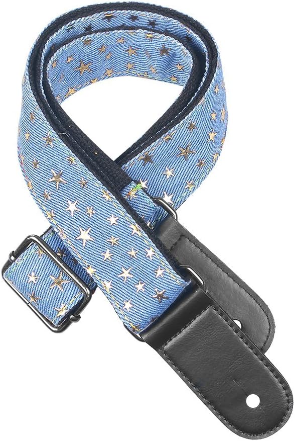 Stars Printed Pure Cotton Ukulele Strap, Blue