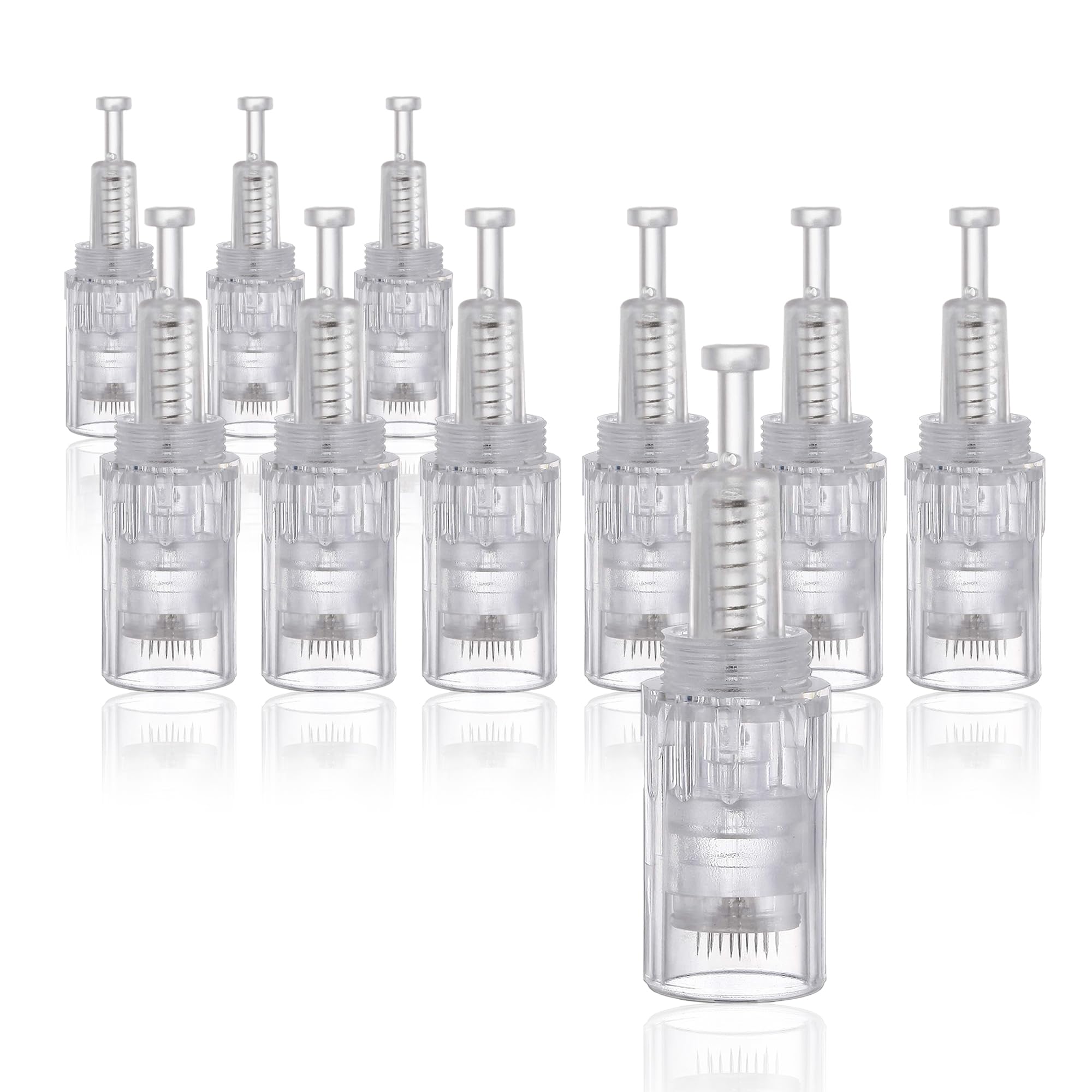 Snadi - Pack of 10 Dermapen Cartridges with 12 Pins | Compatible Screw Model | Surgical Steel | Improves Scars, Spots | Nutrient Absorption | Hair/Skin Treatment