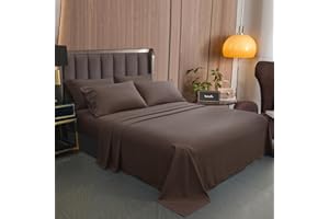 LONAVA Twin Size Sheet Set - 4-Piece, Hotel Luxury Wrinkle-Free Microfiber, Oeko-TEX Certified, Breathable & Elastic, 16-Inch Deep Pockets, Brown