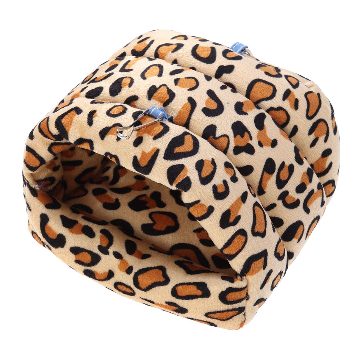 POPETPOP Hamster House Bed Guinea Pig Winter Warm Sleeping Nest Hideout for Hedgehog Chinchilla Small Animal Hanging House Cage (Leopard Print)