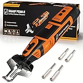 Sharp Pebble Electric Cordless Chainsaw Sharpener Kit - Chain Saw Tool | 4 File Size Sharpening Wheels, Angle Attachment, Wrench &amp; eBook - Sharpen Chainsaw Chains Anywhere, Anytime