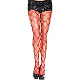 RSLOVE Sexy High Waist Tights Fishnet Stockings for Womens Patterned Thigh High Suspenders Pantyhose One Size