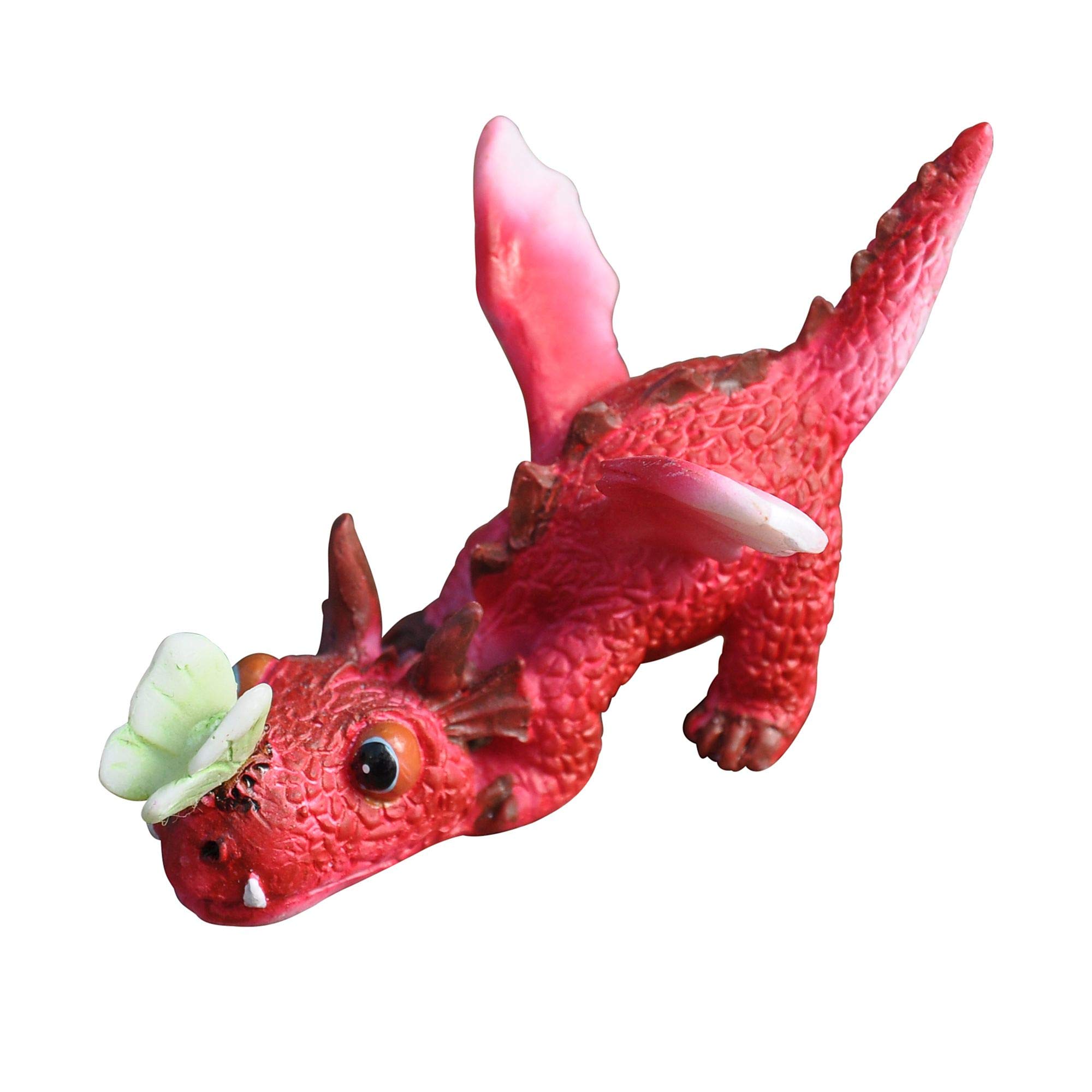 Top Collection 4528 Miniature Fairy Garden and Terrarium Mini Red Dragon Playing with Butterfly Figurine