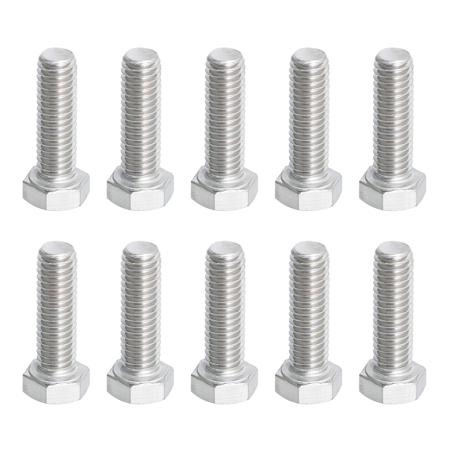 Aopin 3/8"-16 x 1-1/4" Hex Head Bolts Screws 304 Stainless Steel, A2-70 Fasteners Fully Machine Threaded SUS304 10 Pcs