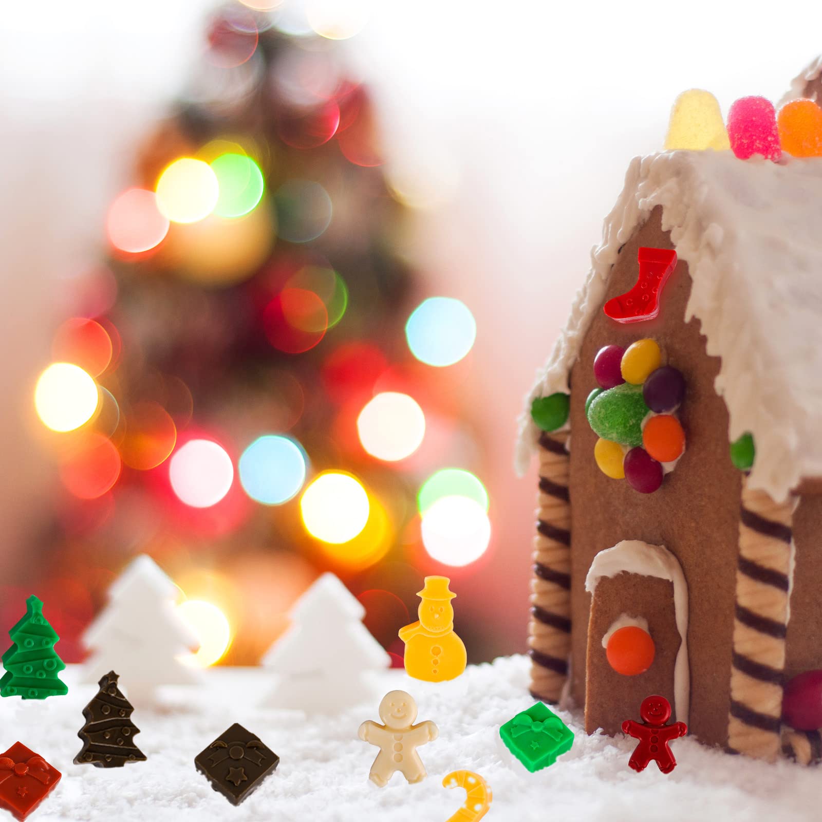 Christmas Silicone Molds Christmas Chocolate Mold Candy Molds for Baking Sweet Treats,Cake Xmas Gift Handmade Soap Candles with Shape of Christmas Tree Santa Head for Christmas Party, Home Baking