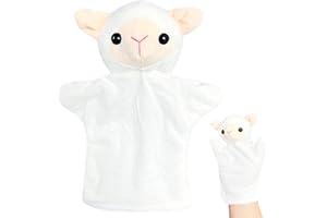 KAWAITE Cute Sheep Hand Puppets (1 Pack) for Kids, Toddlers and Adults, Farm Animals Plush Toys, Sheep Stuffed Animals Interactive Toys, Hand Puppet for Party Favors, Birthday, Teacher Student Award