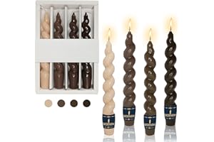 Gedengni Taper Candle Twisted Candlesticks - 7inch Colorful Tapered Candles Brown Candle Sticks Short Spiral Candles for Home Décor Weddings Festive Women Gifts (2D4PC-COFFEEGRA)