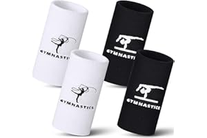 Winnerwhy 2 Pairs 5.25 Inch Gymnastics Wristbands for Grips Comfortable Cotton Wrist Bands Sweat Band Long Gymnastics Wrist Sweatbands for Female Gymnasts, Black and White