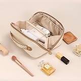 Prite Large Capacity Makeup Bag Portable Travel Cosmetic Bag Waterproof Beige L view 9