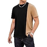 Hardaddy Men's Casual T-Shirts Crewneck Contrast Color Shirts Short Sleeve Color Block Tee Tops