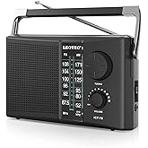 LEOTEC Portable AM FM Radio with Best Reception,Battery Operated or AC Power,Big Speaker,Large Tuning Knob,Clear Dial,Earphone Jack for Gift,Elder,Home