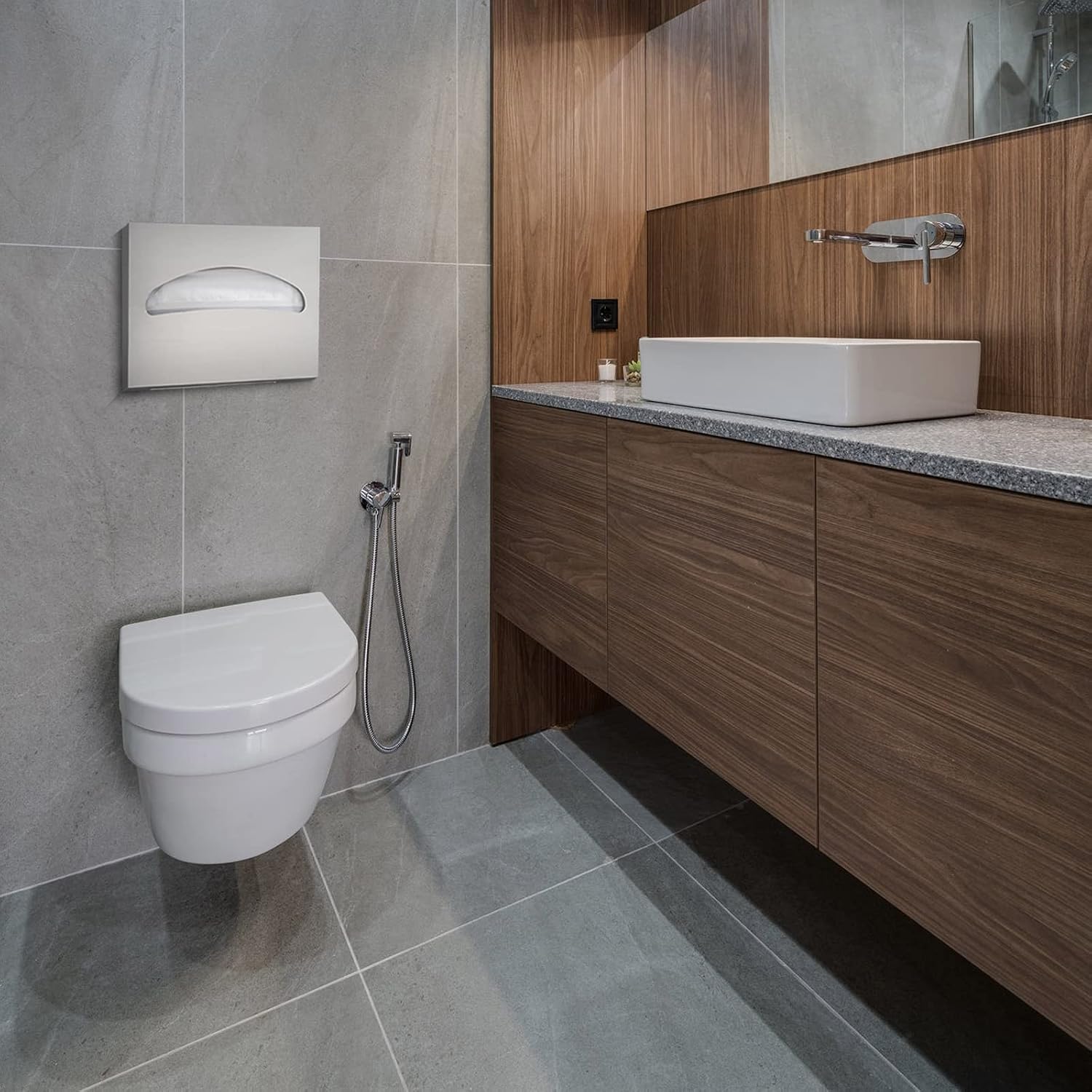 Gorlary Toilet Seat Cover Dispenser Wall Mounted SUS 304 Stainless Steel Brushed: Home & Kitchen