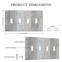 Rustic Grey Wood Shiplap Quad Toggle Light Switch