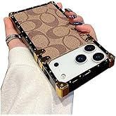 Feudoty Compatible with iPhone 17 Pro Max Case,Luxury Classic Elegant Soft TPU & PU Leather Bumper Shockproof Protective Cover Phone Case for iPhone 17 Pro Max for Women Men Khaki