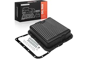 A-Premium Plated Finned Aluminum Transmission Oil Pan, with Drain Plug, Bolts and Gasket, Compatible with GM 700R4 4L60 4L60E