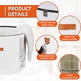 Ohiyoo Extra Large 19" Round Felt Hat Storage Box with Lid - White view 4