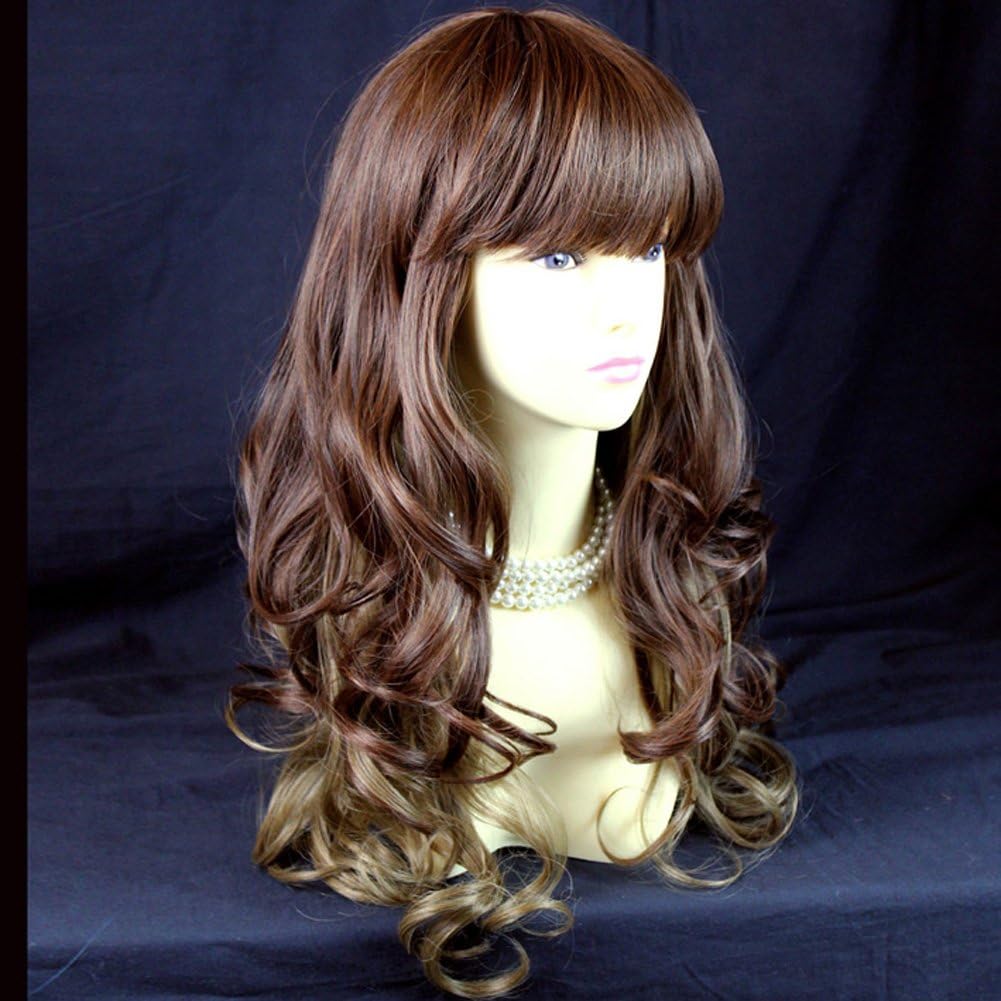 New Layered Curly Blonde Unique Mixture Brown Long Ladies Heat Resistant Wigs UK